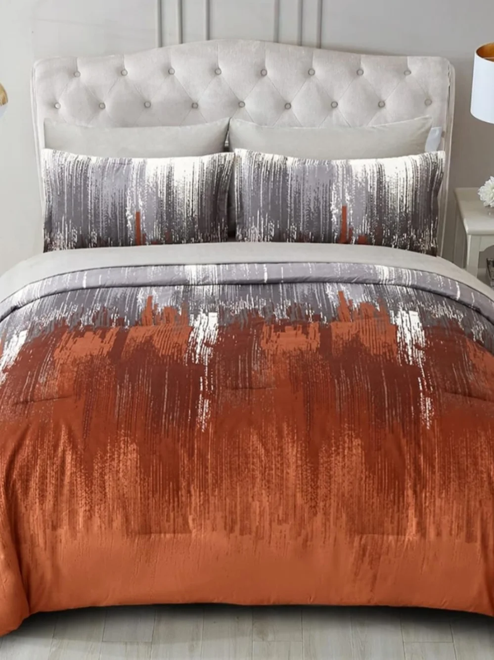 Modern Ombre Rust and Gray Comforter Set - Home Bedding